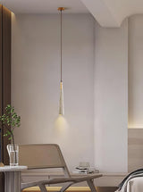 Pleated Concrete Pendant Light with Wood Accents for Modern Dining and Kitchen Decor