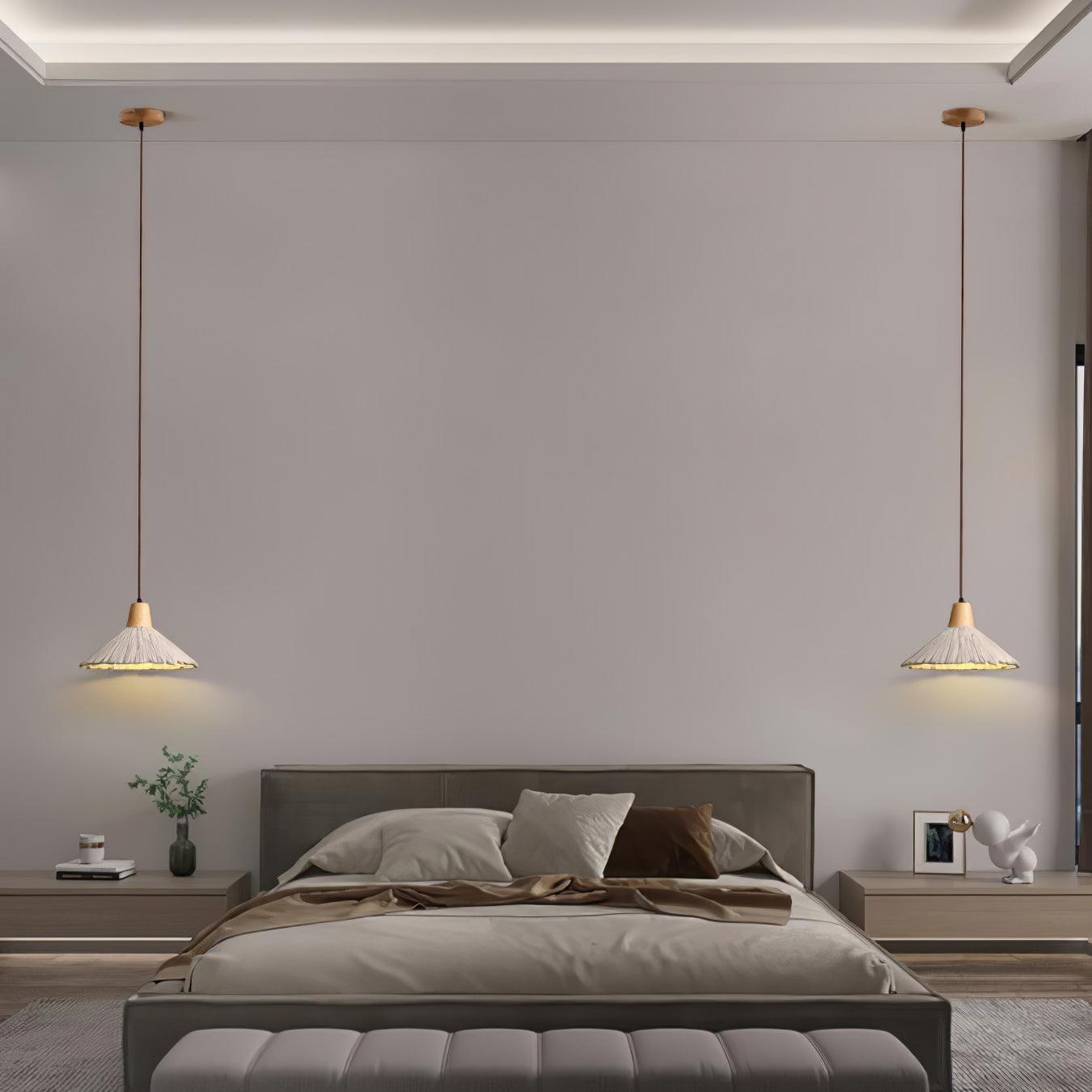 Pleated Concrete Pendant Light with Wood Accents for Modern Dining and Kitchen Decor