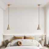 Pleated Concrete Pendant Light with Wood Accents for Modern Dining and Kitchen Decor