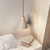 Pleated Concrete Pendant Light with Wood Accents for Modern Dining and Kitchen Decor