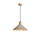 Pleated Concrete Pendant Light with Wood Accents for Modern Dining and Kitchen Decor