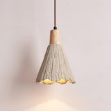 Pleated Concrete Pendant Light with Wood Accents for Modern Dining and Kitchen Decor