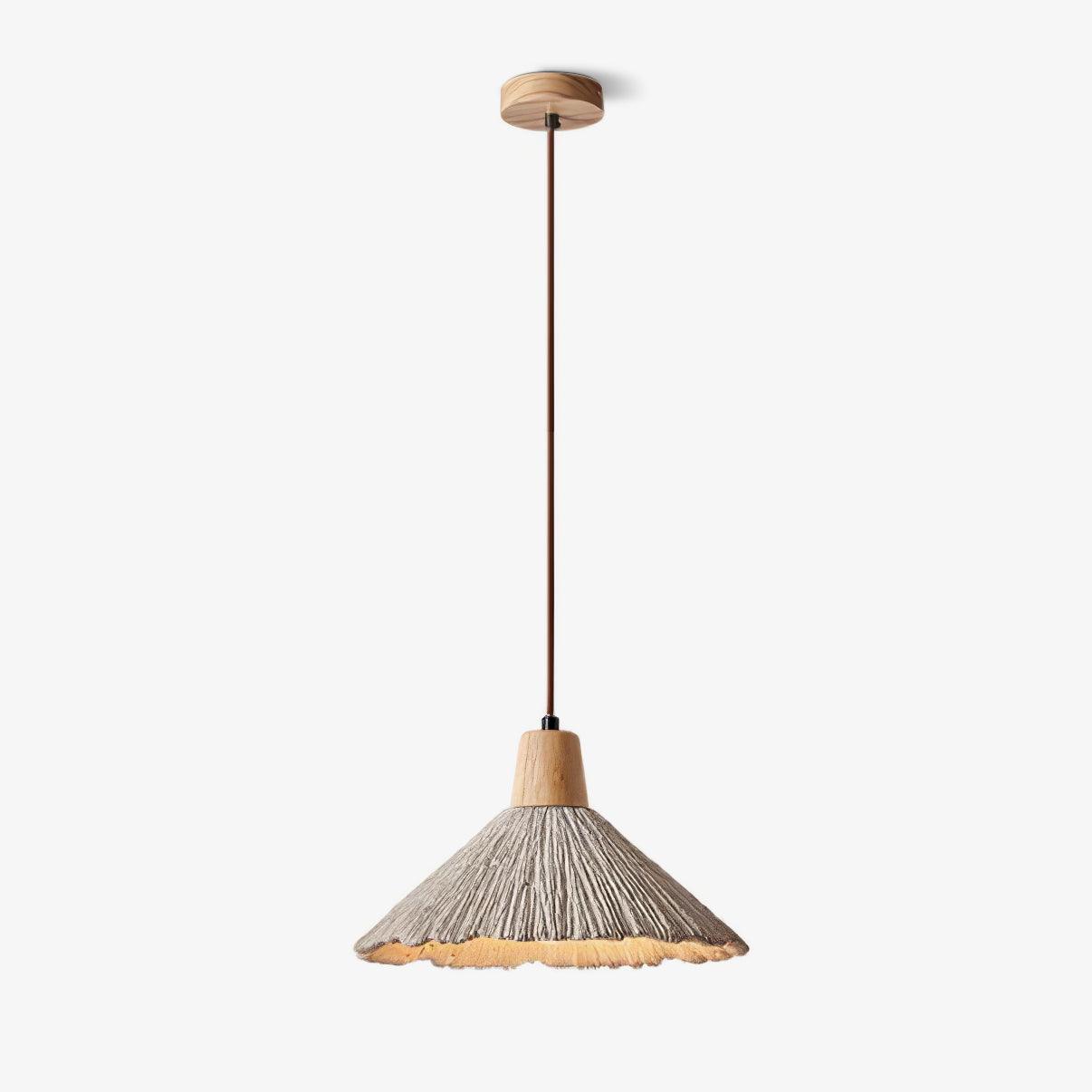Pleated Concrete Pendant Light with Wood Accents for Modern Dining and Kitchen Decor