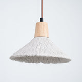 Pleated Concrete Pendant Light with Wood Accents for Modern Dining and Kitchen Decor
