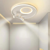 Modern Circular LED Flush Mount Ceiling Light with Integrated Dual Spotlights for Living Room and Bedroom