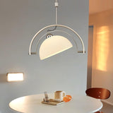 Polished Chrome Industrial Pendant Light with White Methacrylate Diffuser
