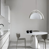 Polished Chrome Industrial Pendant Light with White Methacrylate Diffuser