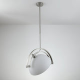 Polished Chrome Industrial Pendant Light with White Methacrylate Diffuser