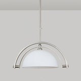 Polished Chrome Industrial Pendant Light with White Methacrylate Diffuser