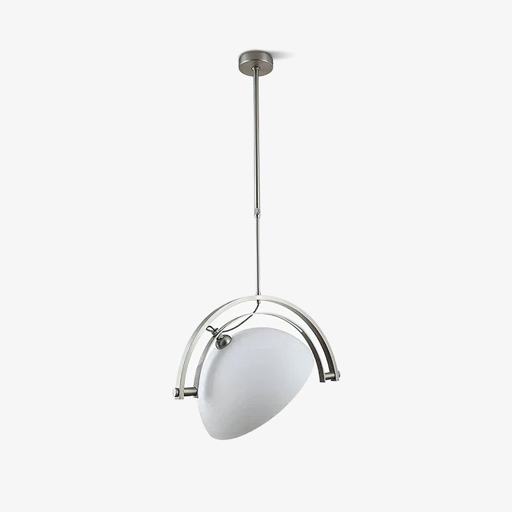 Polished Chrome Industrial Pendant Light with White Methacrylate Diffuser