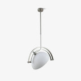 Polished Chrome Industrial Pendant Light with White Methacrylate Diffuser
