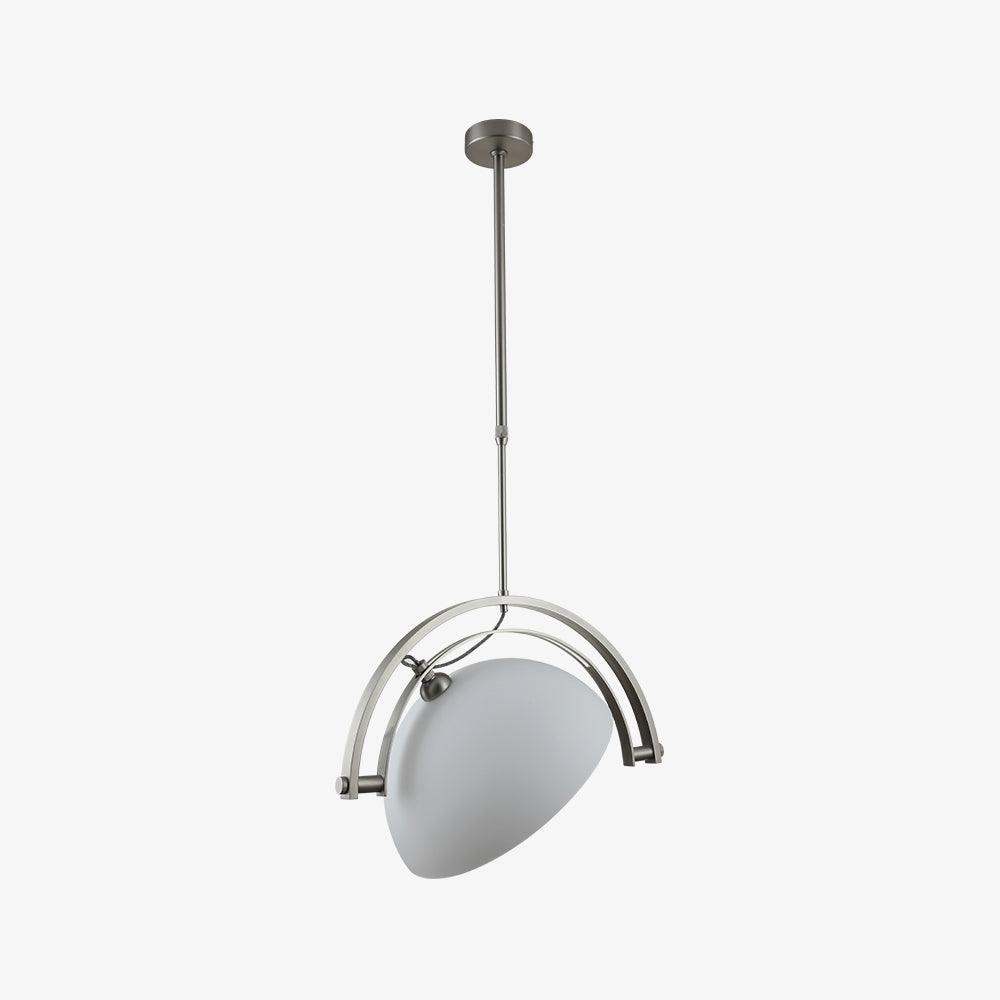 Polished Chrome Industrial Pendant Light with White Methacrylate Diffuser