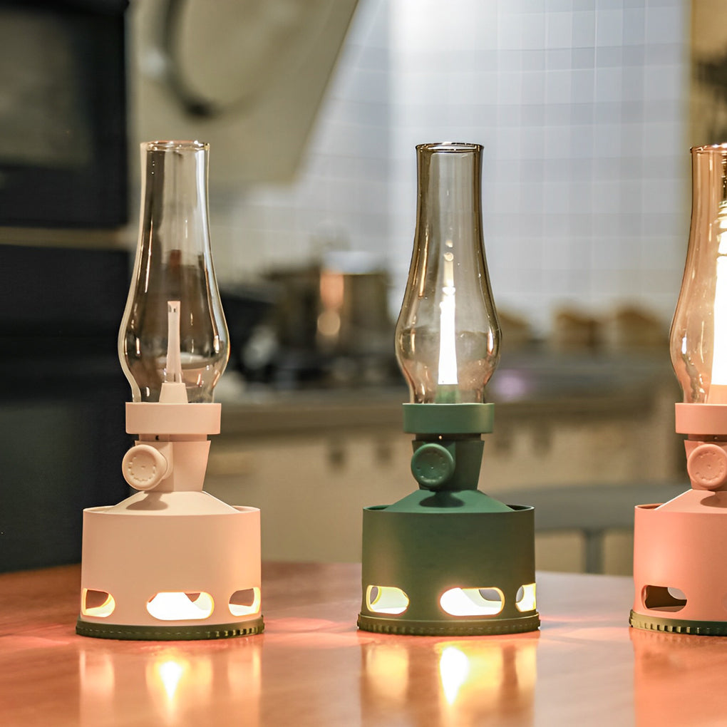 Portable Cordless LED Kerosene Lantern Table Lamp with Gravity Sensor Candlelight Effect