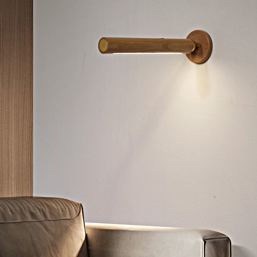 Portable Magnetic Wood LED Wall Sconce with 360 Rotation and USB Rechargeable Touch Night Light