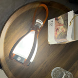 Portable Mid Century Modern Lantern LED Table Lamp with Leather Strap