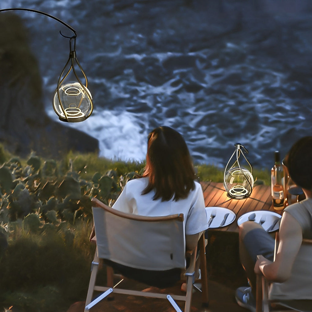 Portable Outdoor LED Lantern Waterproof Rechargeable Stainless Steel Night Light for Garden Camping