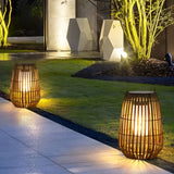 Portable Rattan Solar Outdoor Lantern Waterproof LED Decorative Garden Light with Handle