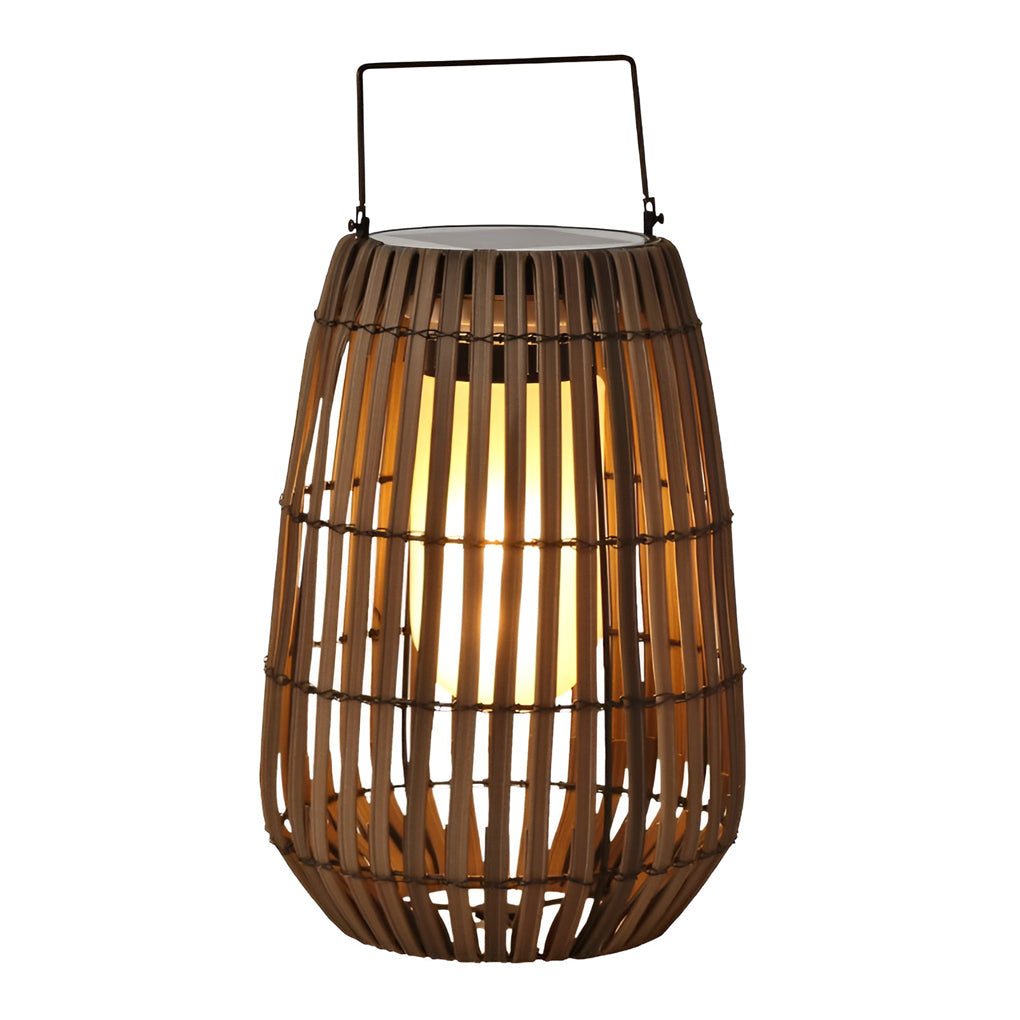 Portable Rattan Solar Outdoor Lantern Waterproof LED Decorative Garden Light with Handle