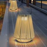 Portable Waterproof Outdoor Solar Lantern Handmade Rattan LED Garden Light for Patio