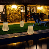 Portable Waterproof Outdoor Solar Lantern Handmade Rattan LED Garden Light for Patio