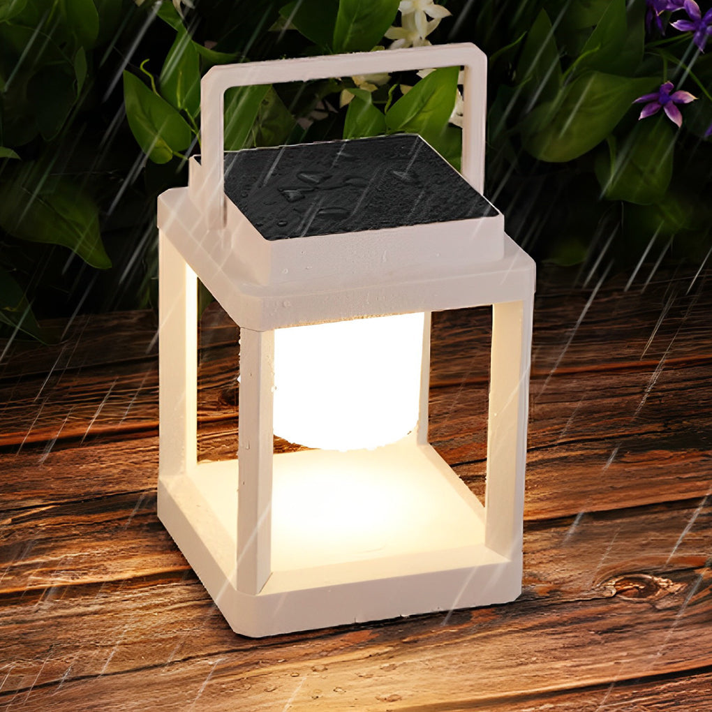 Portable Waterproof Solar Outdoor Table Lamp with Dual USB Charging for Garden and Patio