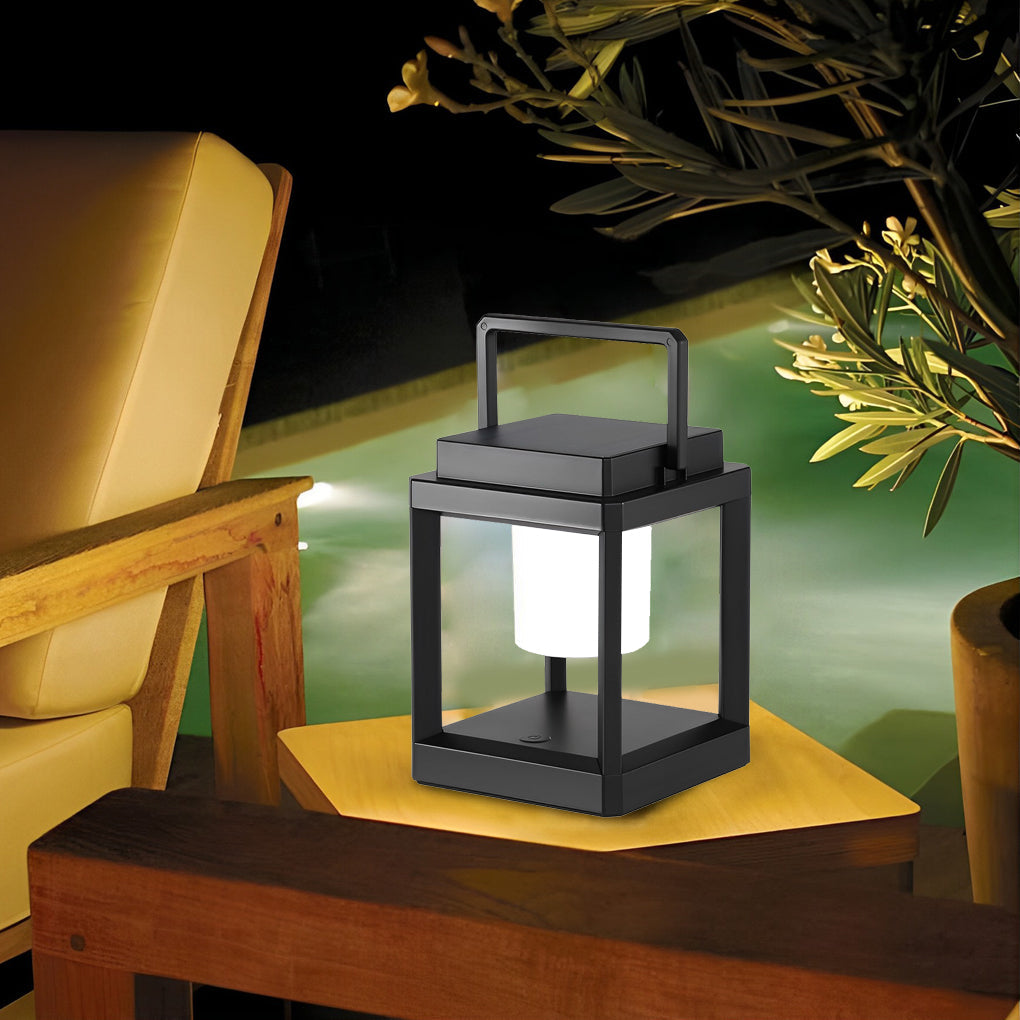 Portable Waterproof Solar Outdoor Table Lamp with Dual USB Charging for Garden and Patio