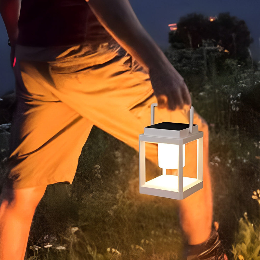 Portable Waterproof Solar Outdoor Table Lamp with Dual USB Charging for Garden and Patio