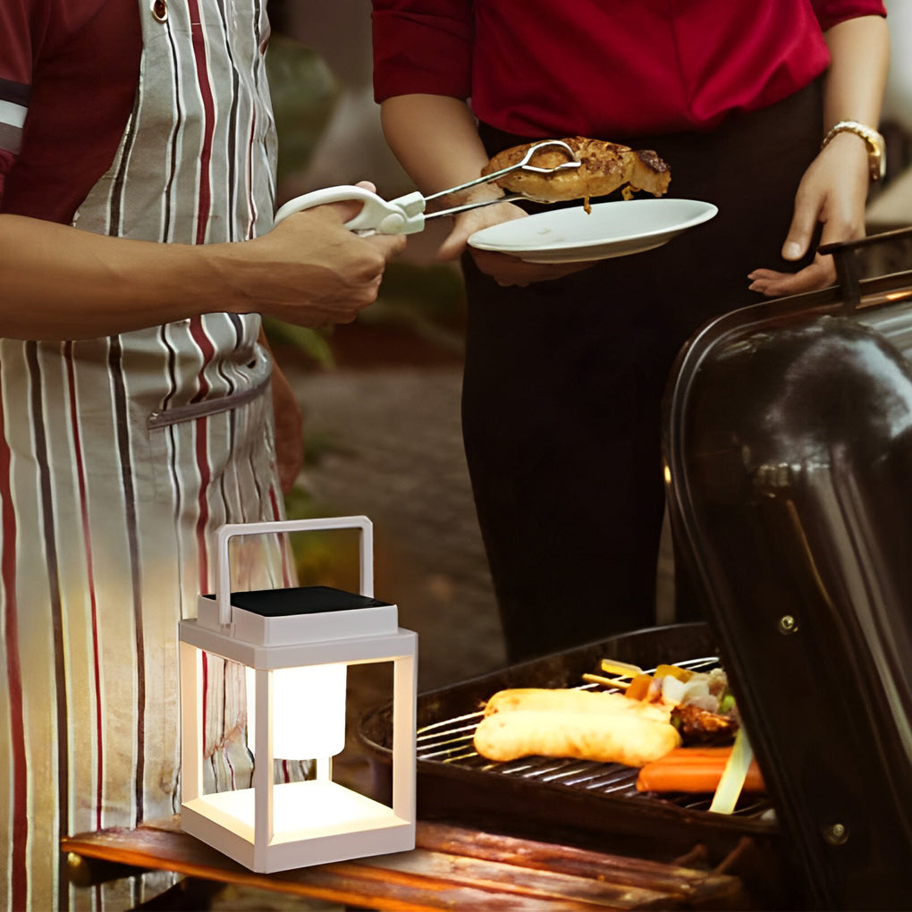 Portable Waterproof Solar Outdoor Table Lamp with Dual USB Charging for Garden and Patio