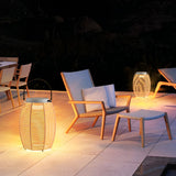 Portable Woven Rattan Solar Lantern Waterproof Outdoor LED Garden Floor Lamp with Handle