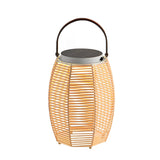 Portable Woven Rattan Solar Lantern Waterproof Outdoor LED Garden Floor Lamp with Handle