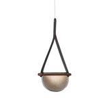 Post Modern Folded Semicircular Glass LED Pendant Light with Decorative Belt and Textured Shade