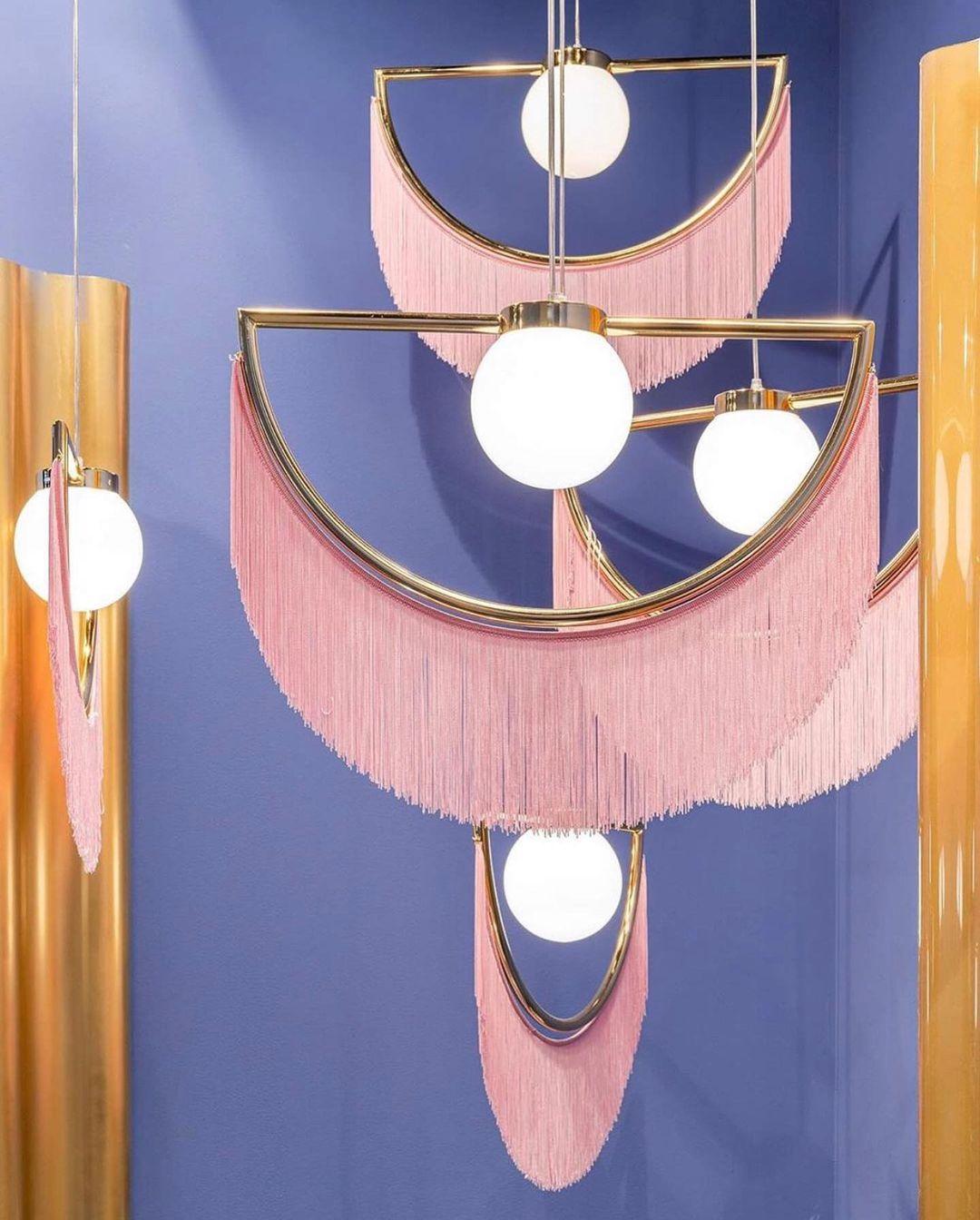Post Modern Geometric Pendant Light with Tassels Eye Shaped Designer Ceiling Lamp