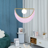Post Modern Geometric Pendant Light with Tassels Eye Shaped Designer Ceiling Lamp