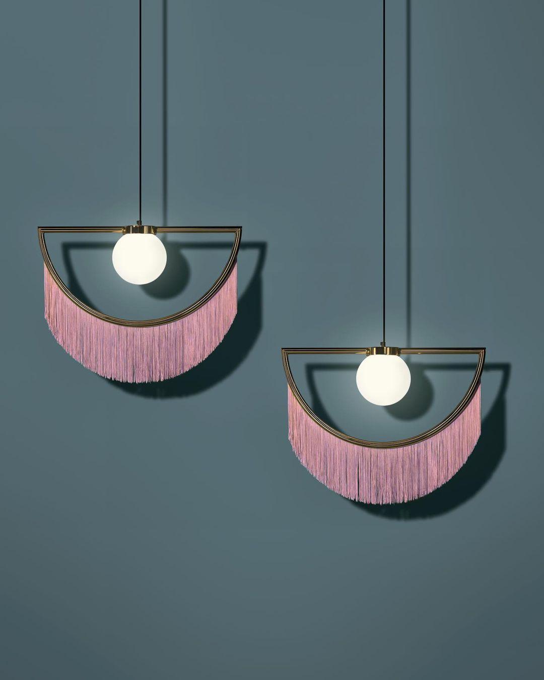 Post Modern Geometric Pendant Light with Tassels Eye Shaped Designer Ceiling Lamp