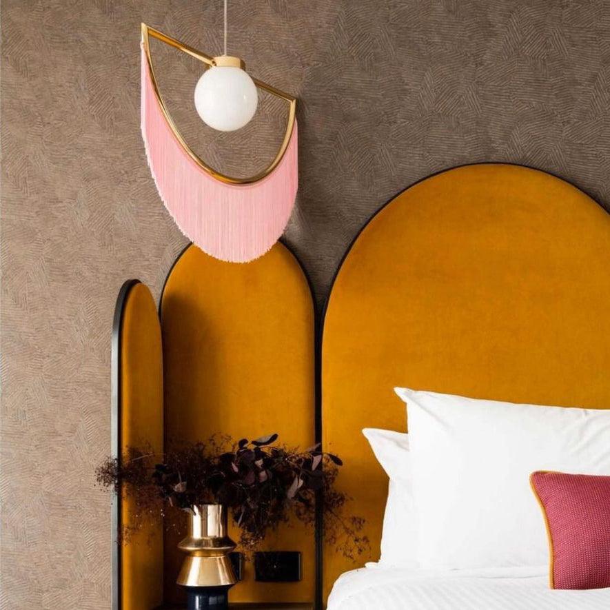 Post Modern Geometric Pendant Light with Tassels Eye Shaped Designer Ceiling Lamp