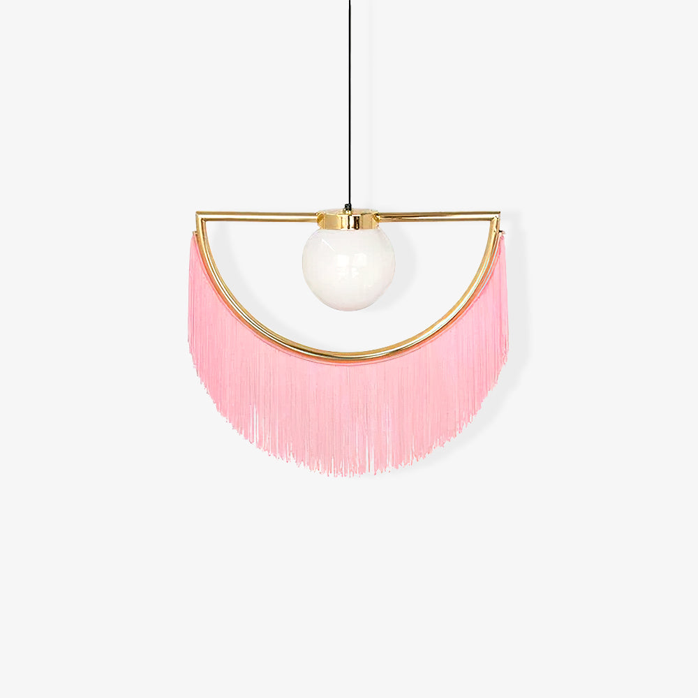 Post Modern Geometric Pendant Light with Tassels Eye Shaped Designer Ceiling Lamp