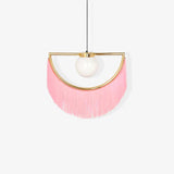 Post Modern Geometric Pendant Light with Tassels Eye Shaped Designer Ceiling Lamp