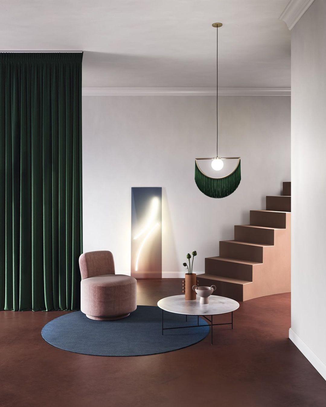 Post Modern Geometric Pendant Light with Tassels Eye Shaped Designer Ceiling Lamp