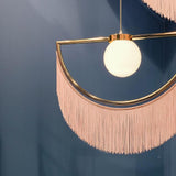 Post Modern Geometric Pendant Light with Tassels Eye Shaped Designer Ceiling Lamp