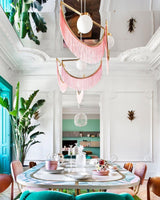 Post Modern Geometric Pendant Light with Tassels Eye Shaped Designer Ceiling Lamp