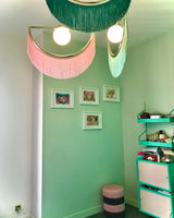 Post Modern Geometric Pendant Light with Tassels Eye Shaped Designer Ceiling Lamp