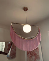 Post Modern Geometric Pendant Light with Tassels Eye Shaped Designer Ceiling Lamp