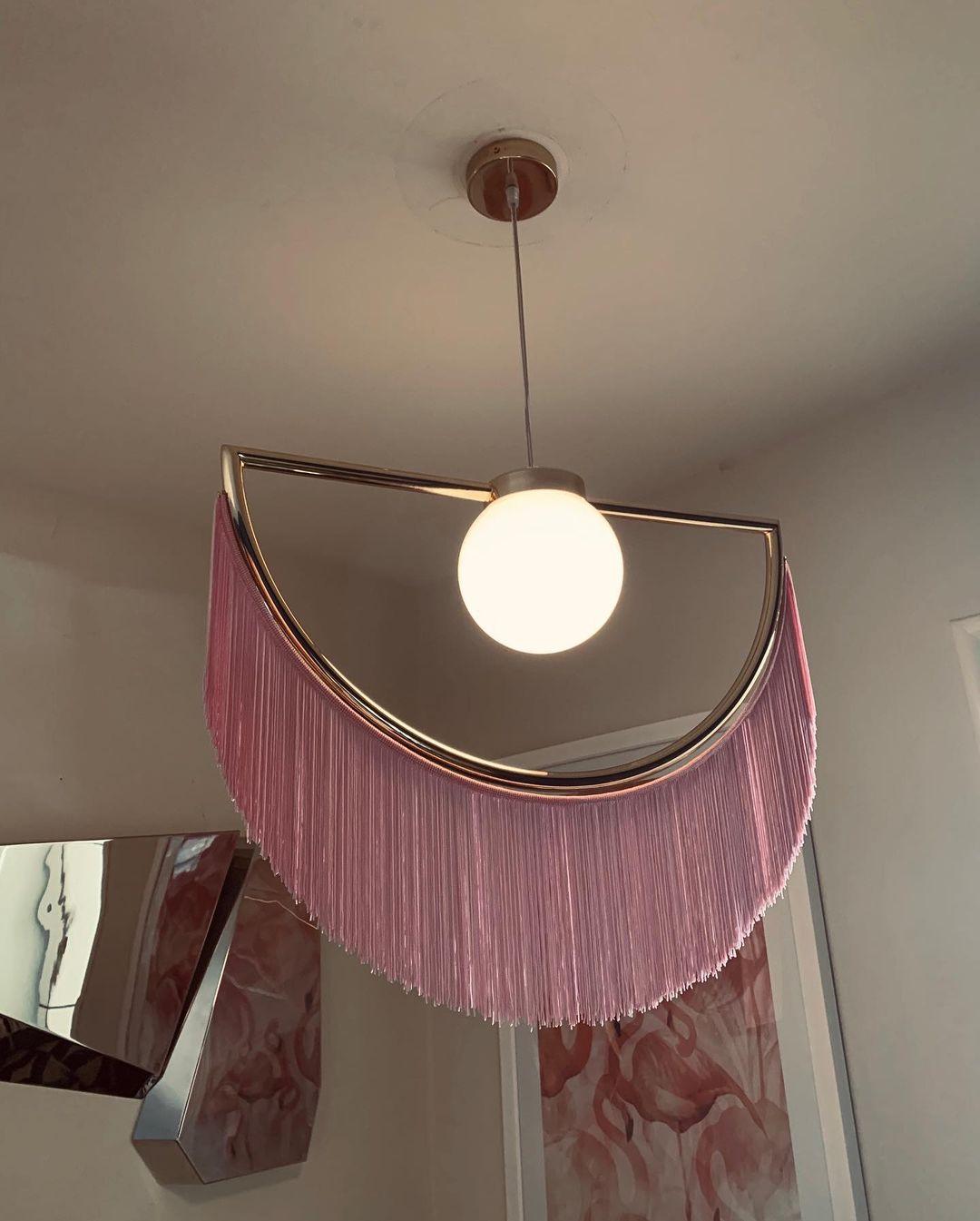 Post Modern Geometric Pendant Light with Tassels Eye Shaped Designer Ceiling Lamp