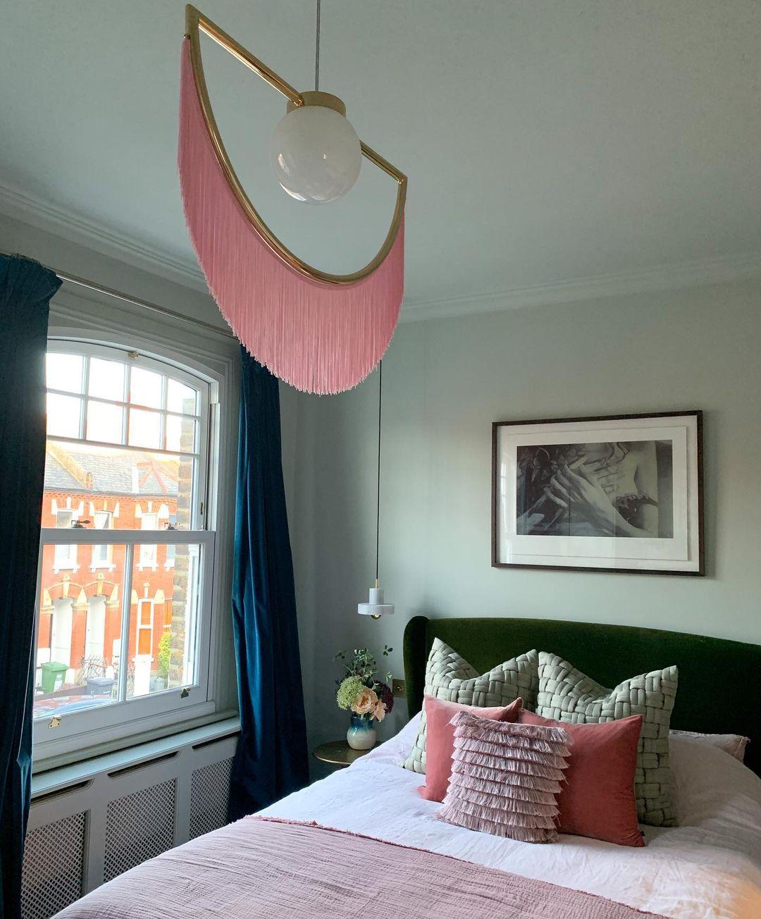 Post Modern Geometric Pendant Light with Tassels Eye Shaped Designer Ceiling Lamp