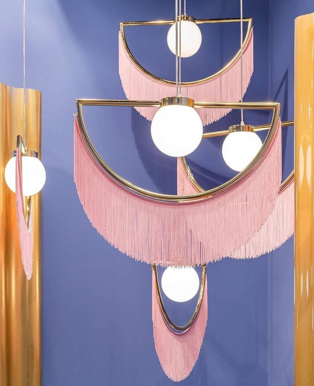 Post Modern Geometric Pendant Light with Tassels Eye Shaped Designer Ceiling Lamp