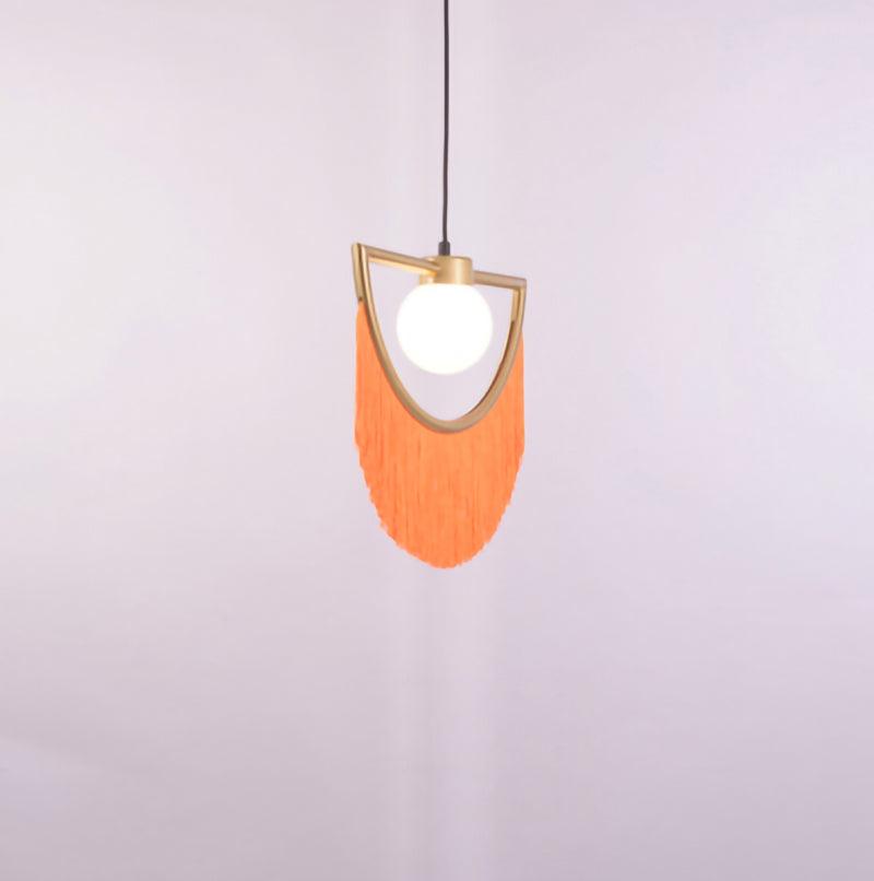 Post Modern Geometric Pendant Light with Tassels Eye Shaped Designer Ceiling Lamp