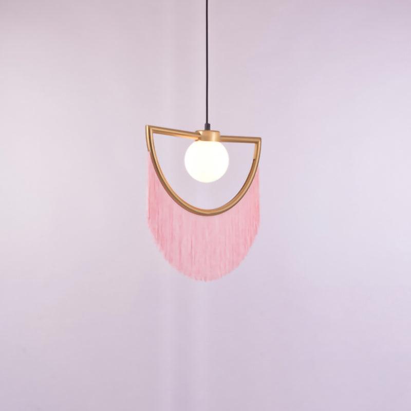 Post Modern Geometric Pendant Light with Tassels Eye Shaped Designer Ceiling Lamp