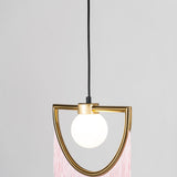 Post Modern Geometric Pendant Light with Tassels Eye Shaped Designer Ceiling Lamp