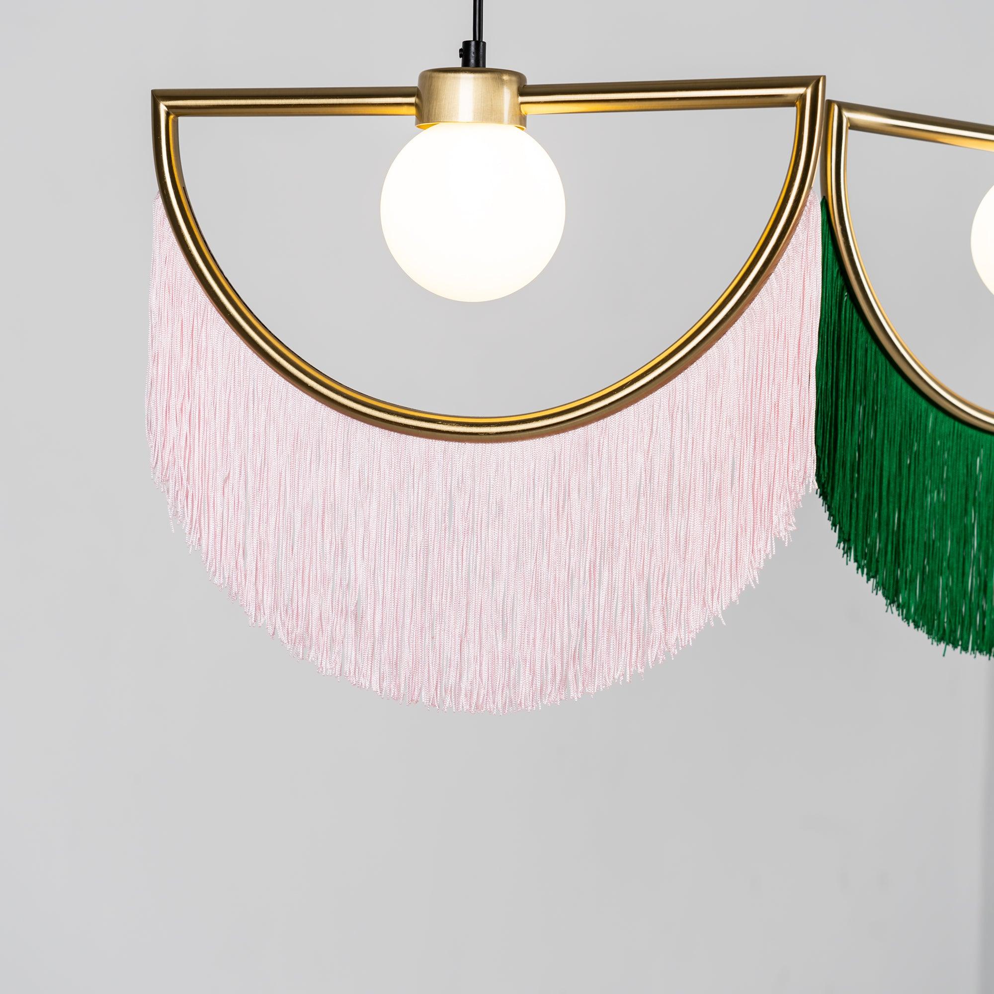 Post Modern Geometric Pendant Light with Tassels Eye Shaped Designer Ceiling Lamp