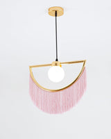 Post Modern Geometric Pendant Light with Tassels Eye Shaped Designer Ceiling Lamp